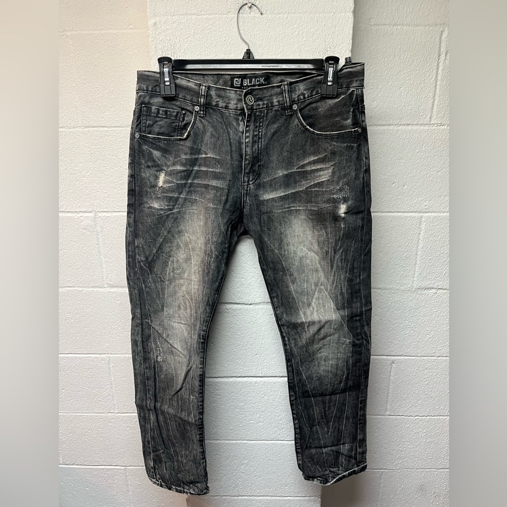Black Men's Slim Fit Distressed Jeans